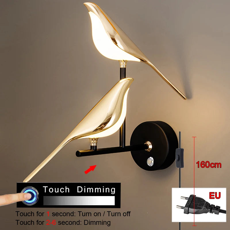 Modern Simplicity LED Wall Lamp Magpie Bird Model Light Sconce Light Indoor Lighting Home Kitchen Bedside Bedroom Living Room