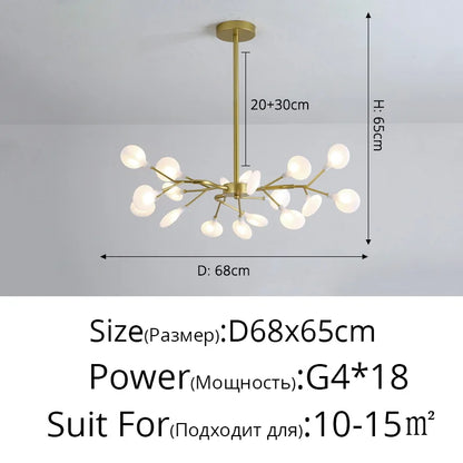 Nordic Gorgeous Firefly Lamp Home Indoor Lighting Luxurious Decor Hanging Lamp Modern LED Chandelier Living Room Bedroom Kitchen