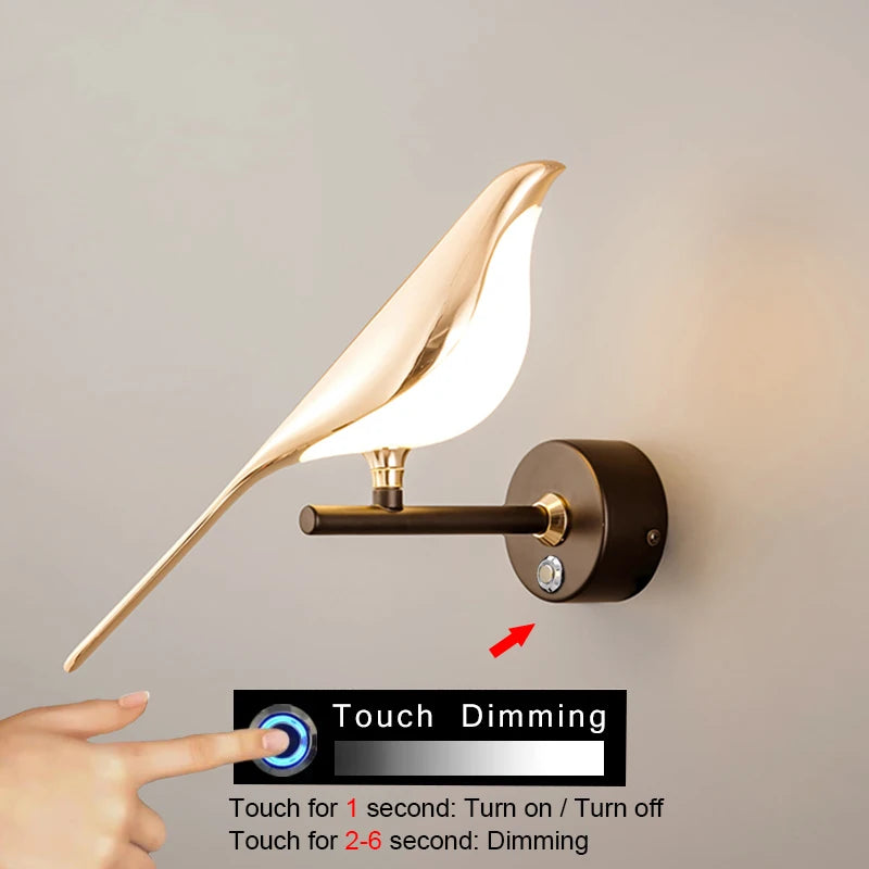 Modern Simplicity LED Wall Lamp Magpie Bird Model Light Sconce Light Indoor Lighting Home Kitchen Bedside Bedroom Living Room