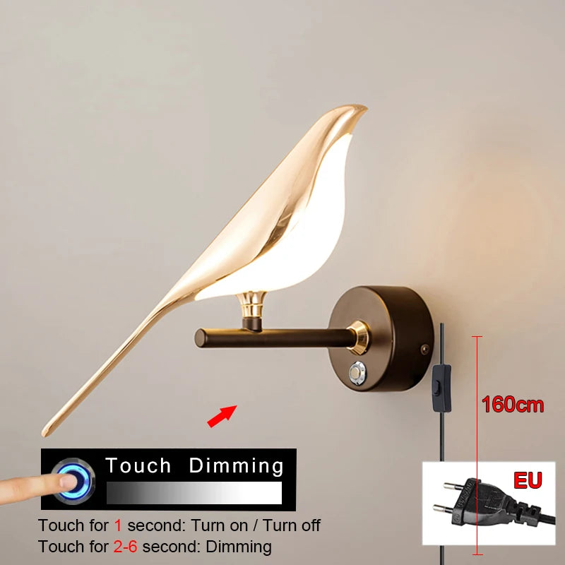 Modern Simplicity LED Wall Lamp Magpie Bird Model Light Sconce Light Indoor Lighting Home Kitchen Bedside Bedroom Living Room