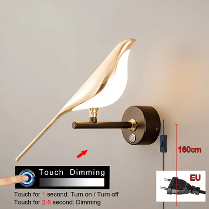 Modern Simplicity LED Wall Lamp Magpie Bird Model Light Sconce Light Indoor Lighting Home Kitchen Bedside Bedroom Living Room