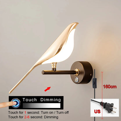 Modern Simplicity LED Wall Lamp Magpie Bird Model Light Sconce Light Indoor Lighting Home Kitchen Bedside Bedroom Living Room