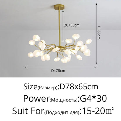 Nordic Gorgeous Firefly Lamp Home Indoor Lighting Luxurious Decor Hanging Lamp Modern LED Chandelier Living Room Bedroom Kitchen