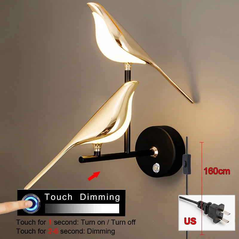 Modern Simplicity LED Wall Lamp Magpie Bird Model Light Sconce Light Indoor Lighting Home Kitchen Bedside Bedroom Living Room