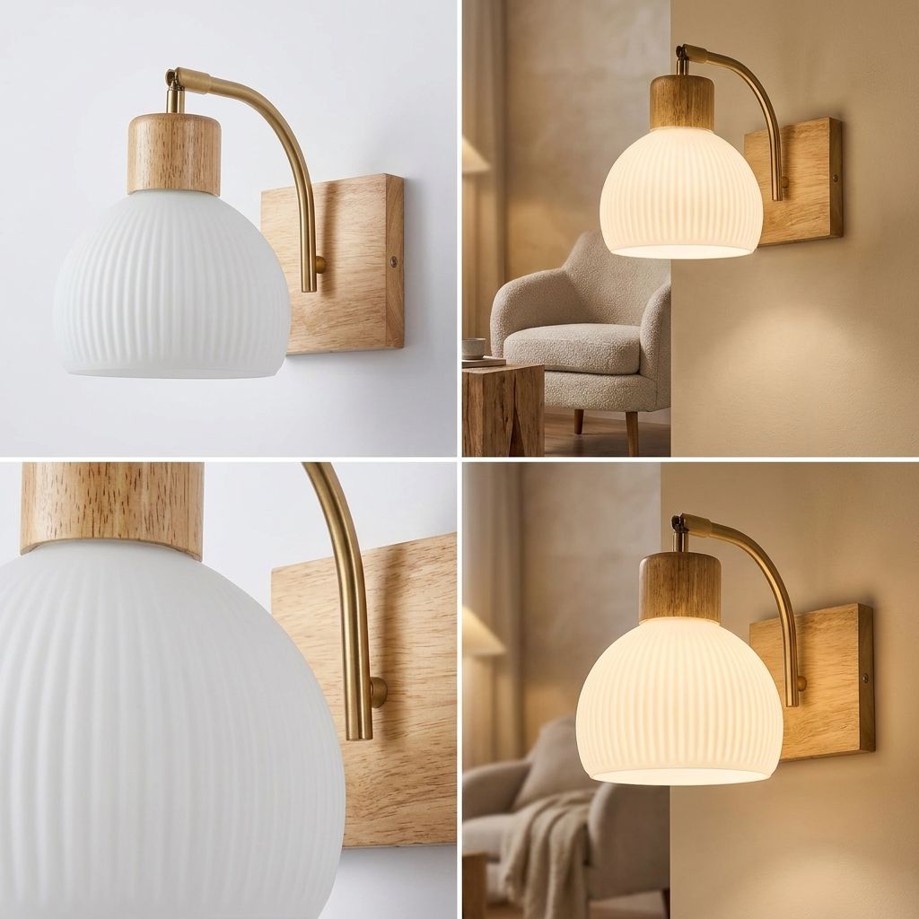 Nordic Globe LED Wall Sconce - lit ambiance