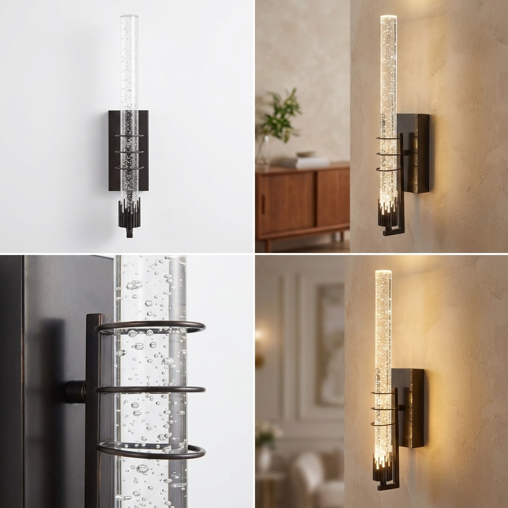 Modern Crystal LED Wall Sconce - lit ambiance