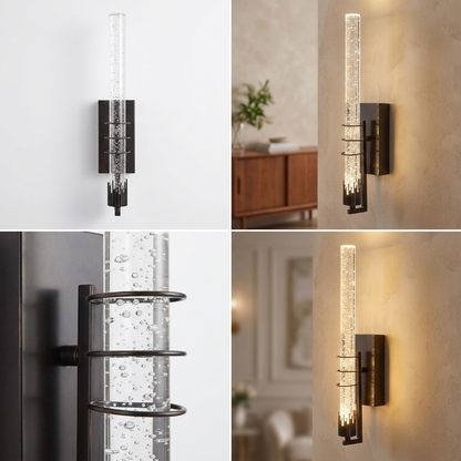 Modern Crystal LED Wall Sconce - lit ambiance