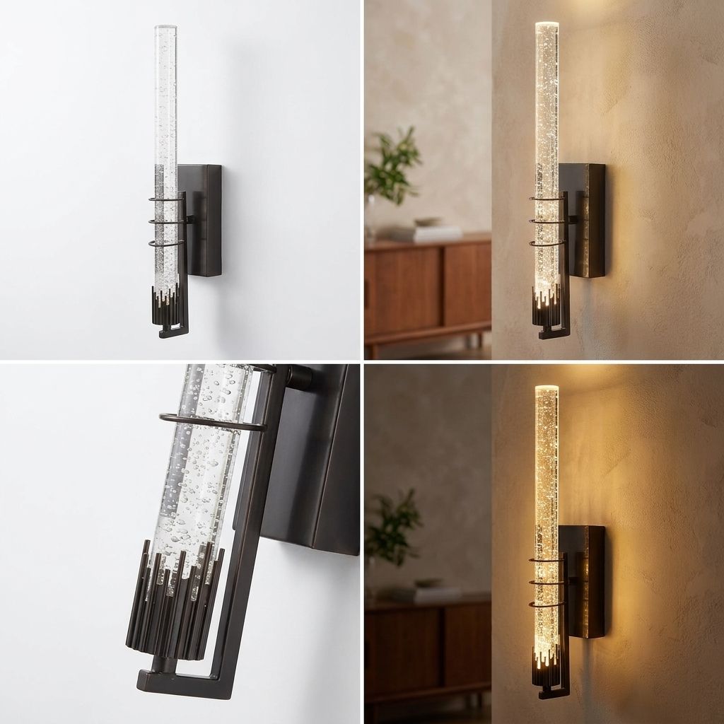 Modern Crystal LED Wall Sconce - detail shot