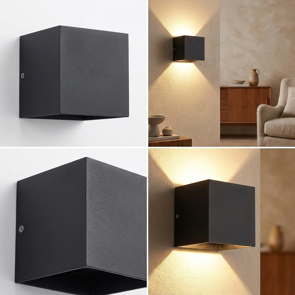 Modern Cube LED Wall Sconce - detail shot