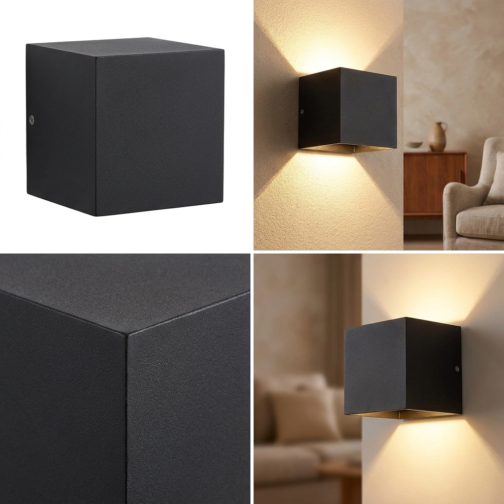 Modern Cube LED Wall Sconce - room context