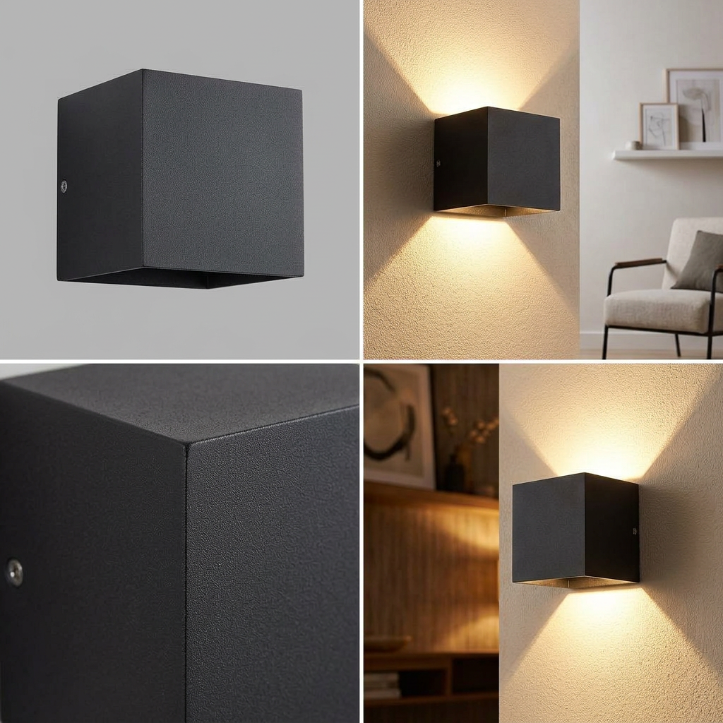 Modern Cube LED Wall Sconce - front studio shot