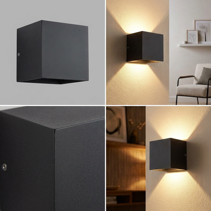 Modern Cube LED Wall Sconce - front studio shot